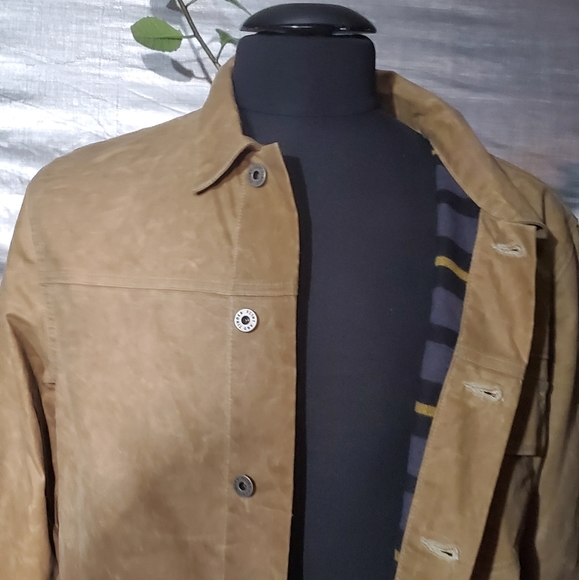 FLINT AND TINDER FLANNEL LINED WAXED TRUCKER JACKE - Picture 9 of 15